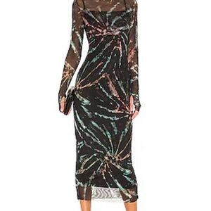 AFRM
Shailene Mesh Mock Neck Maxi Dress In Earthy Spiral